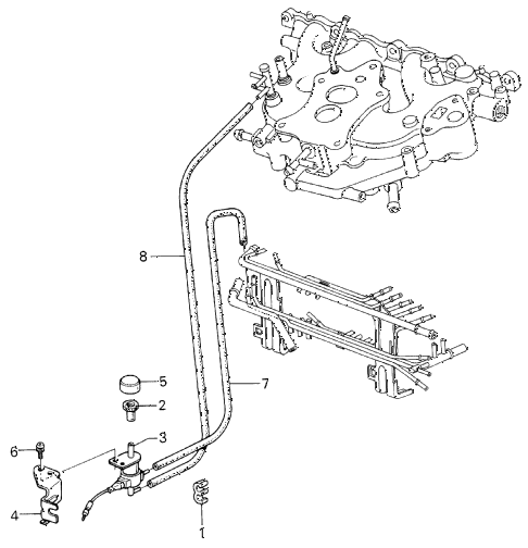1985 accord STD 4 DOOR 4AT A/C VALVE - TUBING (SANDEN) diagram
