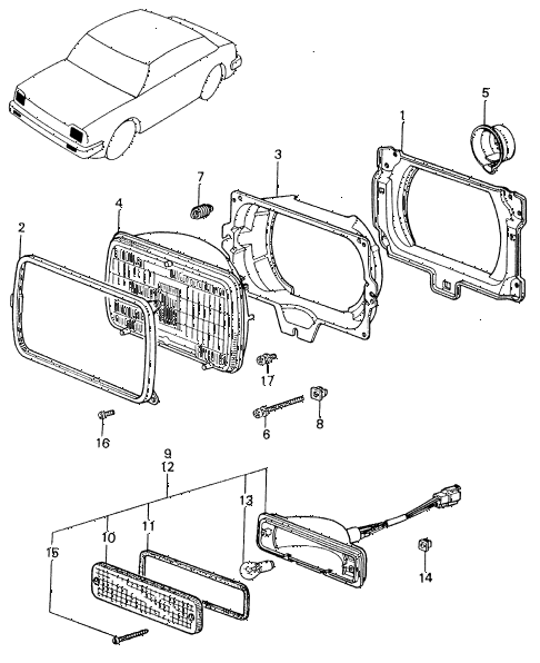 1982 civic **(1500) 4 DOOR 5MT HEADLIGHT - FRONT COMBINATION LIGHT diagram 1982 civic **(1500) 4 DOOR 5MT HEADLIGHT - FRONT COMBINATION LIGHT diagram