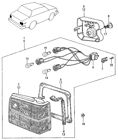 1982 civic **(1500) 4 DOOR 5MT TAILLIGHT diagram 1982 civic **(1500) 4 DOOR 5MT TAILLIGHT diagram
