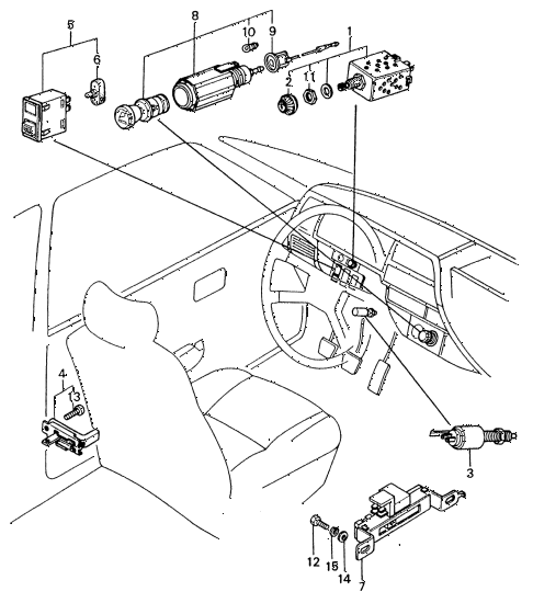 1982 civic **(1500) 4 DOOR 5MT DASHBOARD SWITCHES diagram