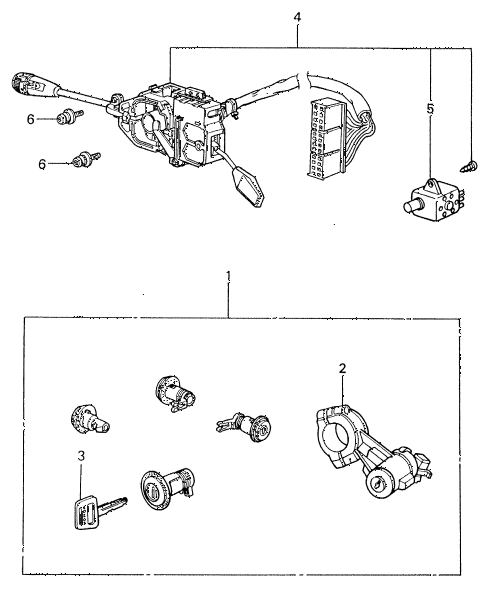 1982 civic **(1500) 4 DOOR 5MT STEERING WHEEL SWITCH - LOCK SET diagram 1982 civic **(1500) 4 DOOR 5MT STEERING WHEEL SWITCH - LOCK SET diagram