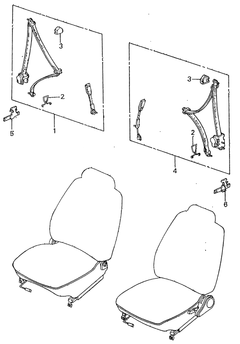 1982 civic **(1500) 4 DOOR HMT SEAT BELT diagram