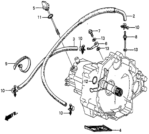 1985 prelude DX 2 DOOR 4AT AT OIL COOLER HOSE (DX) diagram