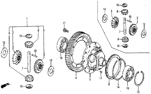 1985 prelude DX 2 DOOR 4AT AT DIFFERENTIAL (DX) diagram