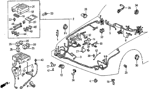 1986 prelude SI 2 DOOR 4AT ENGINE WIRE HARNESS diagram