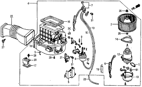 1986 prelude SI 2 DOOR 4AT HEATER BLOWER diagram