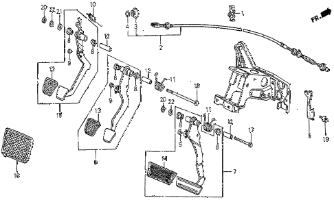 1985 prelude SI 2 DOOR 4AT BRAKE PEDAL - CLUTCH PEDAL diagram 1985 prelude SI 2 DOOR 4AT BRAKE PEDAL - CLUTCH PEDAL diagram