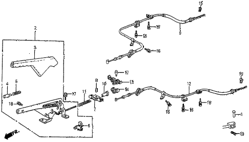 1985 prelude DX 2 DOOR 4AT PARKING BRAKE diagram