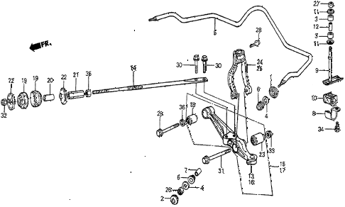 1985 prelude SI 2 DOOR 4AT FRONT LOWER ARM diagram