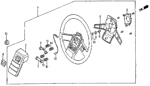 1985 prelude DX 2 DOOR 4AT STEERING WHEEL (DX-1) diagram