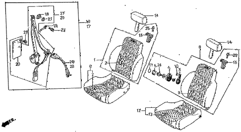 1985 prelude SI 2 DOOR 4AT FRONT SEAT - SEAT BELT diagram
