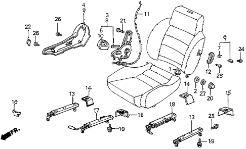 1985 prelude SI 2 DOOR 4AT FRONT SEAT COMPONENTS diagram