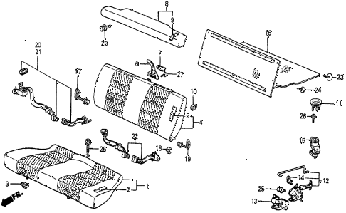 1986 prelude SI 2 DOOR 4AT REAR SEAT - SEAT BELT diagram