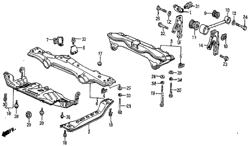 1985 prelude SI 2 DOOR 5MT TORQUE ROD - CENTER BEAM diagram