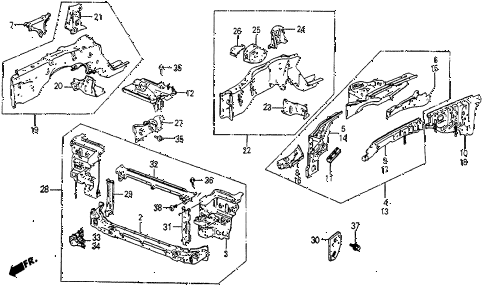 1985 prelude DX 2 DOOR 4AT FRONT BULKHEAD diagram