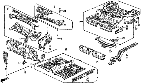 1985 prelude DX 2 DOOR 4AT DASHBOARD - FLOOR diagram