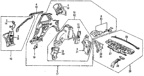 1986 prelude DX 2 DOOR 4AT INNER PANEL diagram