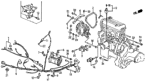 1985 prelude DX 2 DOOR 5MT ALTERNATOR BRACKET (DX) diagram