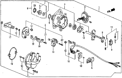 1985 prelude DX 2 DOOR 4AT DISTRIBUTOR (DX) (HITACHI) diagram