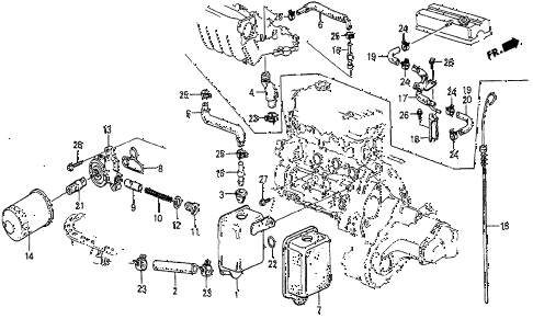 1985 prelude DX 2 DOOR 4AT BREATHER TUBE - OIL FILTER diagram