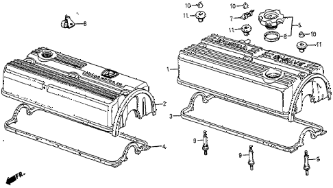 1986 prelude SI 2 DOOR 4AT CYLINDER HEAD COVER diagram