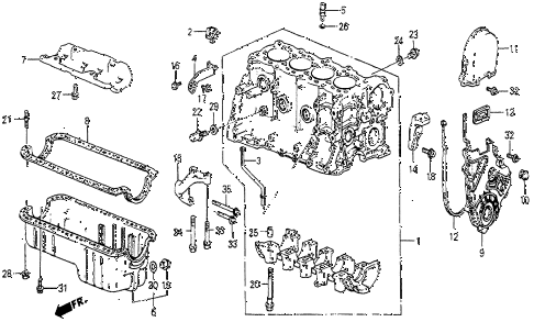 1985 prelude DX 2 DOOR 4AT CYLINDER BLOCK - OIL PAN diagram