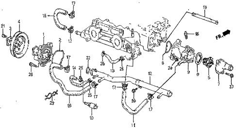 1985 prelude DX 2 DOOR 4AT WATER PUMP - THERMOSTAT (DX) diagram