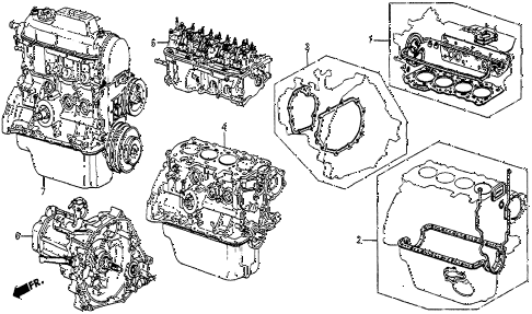 1985 prelude DX 2 DOOR 4AT GASKET KIT - ENGINE ASSY.  - TRANSMISSION ASSY. diagram