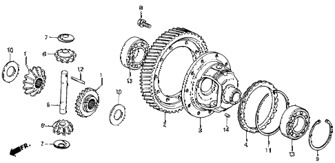 1985 crx DX 2 DOOR 3AT 3AT DIFFERENTIAL GEAR diagram