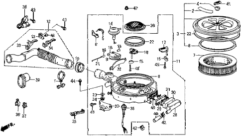 1985 crx DX 2 DOOR 3AT AIR CLEANER diagram