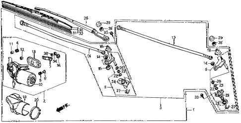 1986 crx DX 2 DOOR 5MT FRONT WINDSHIELD WIPER diagram