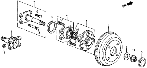 1986 crx HF 2 DOOR 5MT REAR BRAKE DRUM diagram