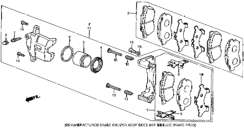 1985 crx HF 2 DOOR 5MT FRONT BRAKE CALIPER (1) diagram