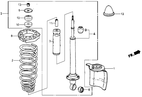 1985 crx HF 2 DOOR 5MT REAR SHOCK ABSORBER diagram