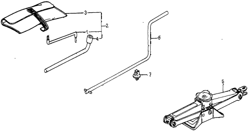 1986 crx HF 2 DOOR 5MT TOOLS - JACK diagram