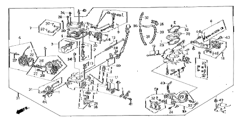 1986 crx DX 2 DOOR 5MT CARBURETOR diagram
