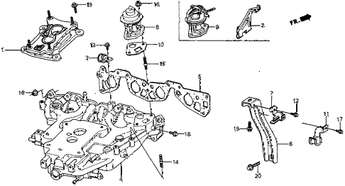 1986 crx DX 2 DOOR 5MT INTAKE MANIFOLD diagram