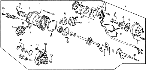 1986 crx SI 2 DOOR 5MT DISTRIBUTOR (PGM-FI) (TEC) diagram