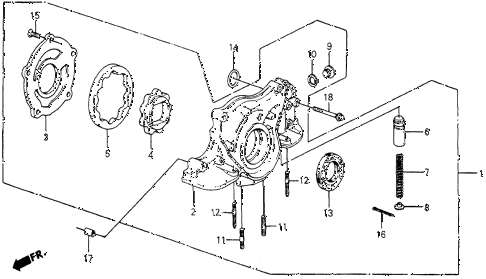 1986 crx DX 2 DOOR 5MT OIL PUMP diagram