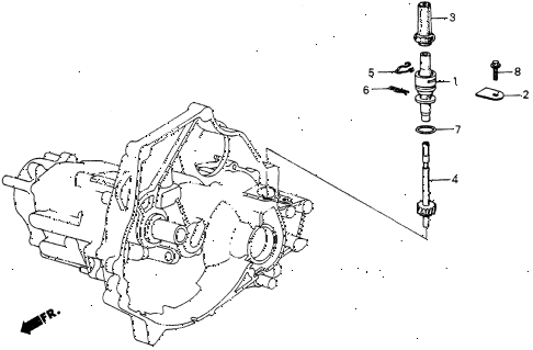 1986 crx DX 2 DOOR 5MT MT SPEEDOMETER GEAR diagram