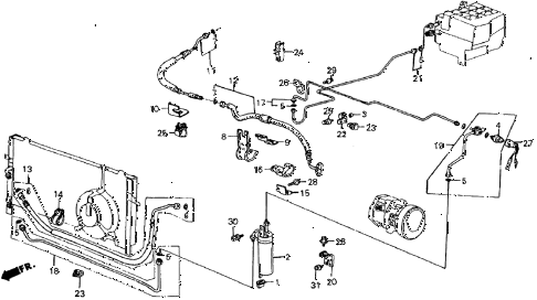 1985 crx DX 2 DOOR 5MT A/C HOSES - PIPES (KEIHIN) diagram