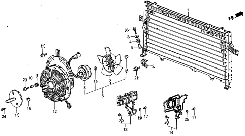 1985 crx HF 2 DOOR 5MT A/C CONDENSER (SANDEN) diagram 1985 crx HF 2 DOOR 5MT A/C CONDENSER (SANDEN) diagram