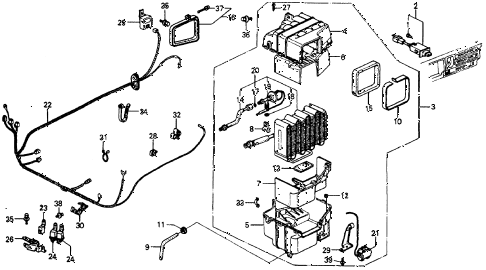1986 crx SI 2 DOOR 5MT A/C UNIT (SANDEN) diagram