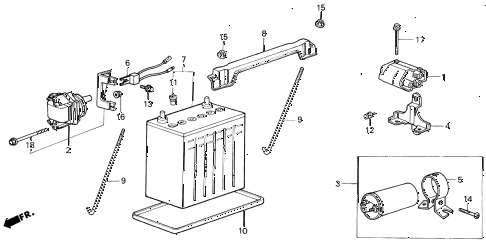 1987 civic GL 4 DOOR 5MT IGNITION COIL - BATTERY diagram