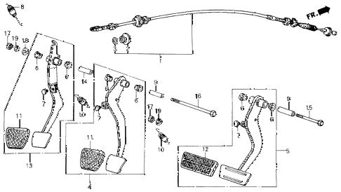 1985 civic **(1300) 3 DOOR 4MT BRAKE PEDAL - CLUTCH PEDAL diagram
