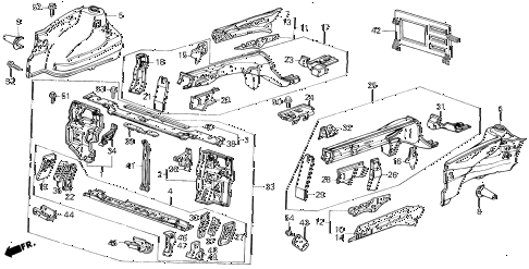 1986 civic DX(1500) 3 DOOR 5MT FRONT BULKHEAD diagram