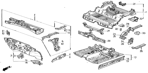 1985 civic S(1500) 3 DOOR 5MT DASHBOARD - FRONT FLOOR diagram