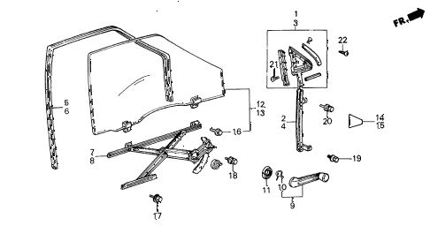 1985 civic GL 4 DOOR 3AT FRONT DOOR WINDOW 4DR diagram 1985 civic GL 4 DOOR 3AT FRONT DOOR WINDOW 4DR diagram