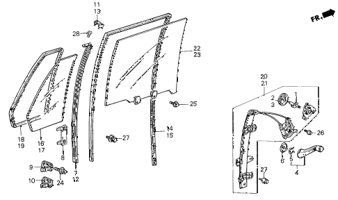1985 civic GL 4 DOOR 5MT REAR DOOR WINDOWS 4DR diagram 1985 civic GL 4 DOOR 5MT REAR DOOR WINDOWS 4DR diagram