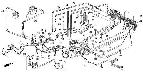 1985 civic GL 4 DOOR 5MT CARBURETOR TUBING (1) diagram